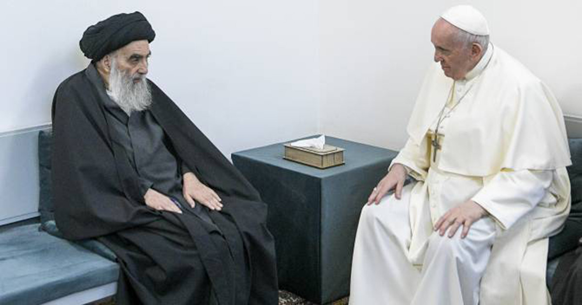 Հռոմի Ֆրանցիսկոս պապը պատմական հանդիպում է ունեցել Իրաքի բարձրագույն շիա հոգևորականի հետ