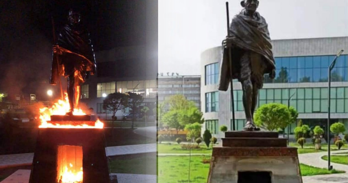 Երևանում անհայտ անձինք պղծել են Մահաթմա Գանդիի արձանը