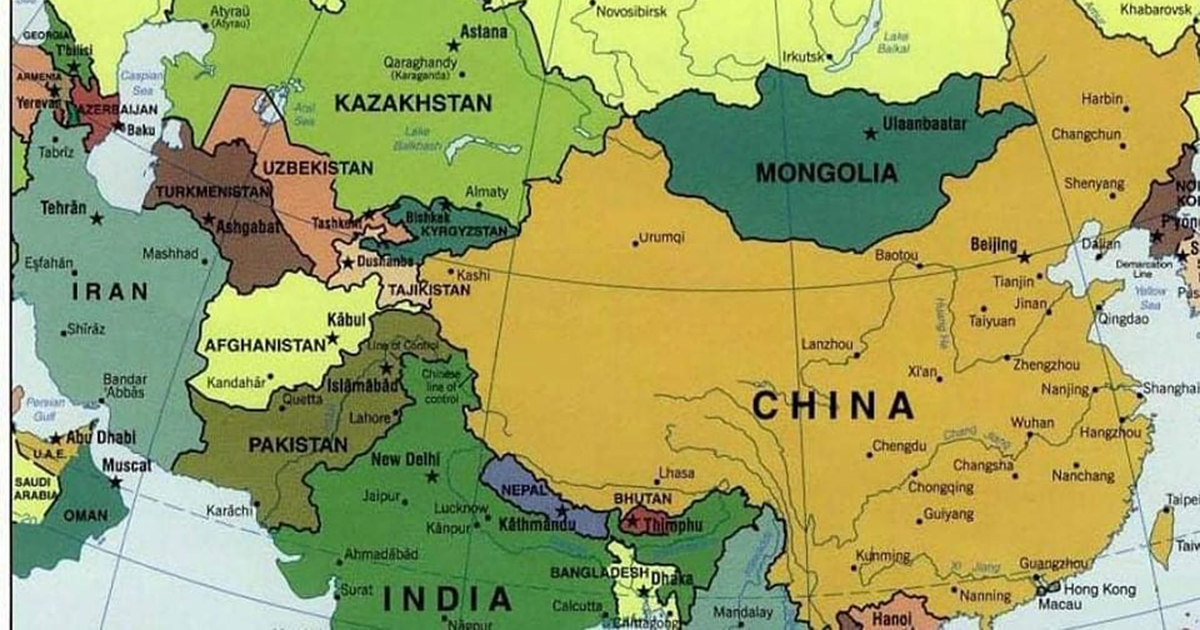 Средняя высота азии. Карта центральной Азии и Монголии. Центральная Азия Монголия. Карта средней Азии.