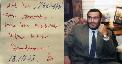 Սա Վազգեն Սարգսյանի 18.10.1999 թվականի գրառումն է՝ ողբերգական իրադարձություններից կարճ ժամանակ առաջ. Մերի Հարությունյան